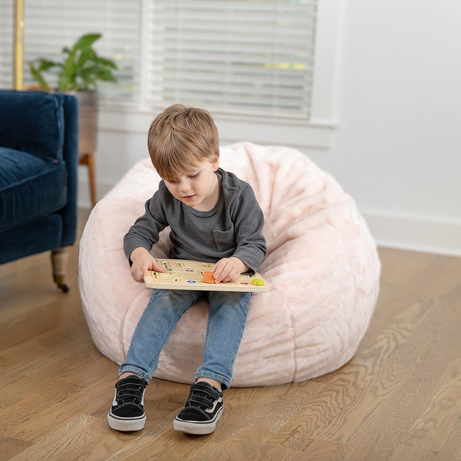 imageFlash Furniture Dillon Small Teal Furry Bean Bag Chair for Kids and TeensBlush Furry