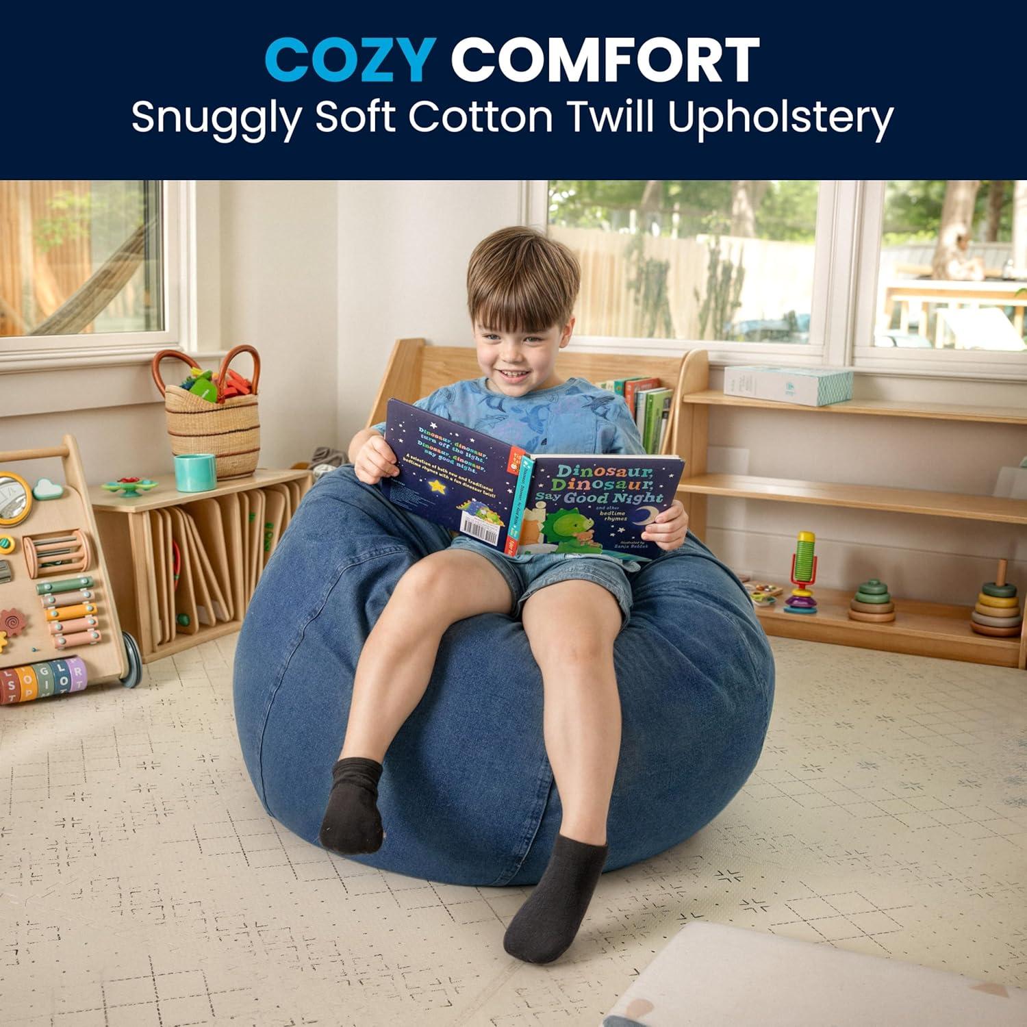 imageFlash Furniture Dillon Small Teal Furry Bean Bag Chair for Kids and TeensDenim