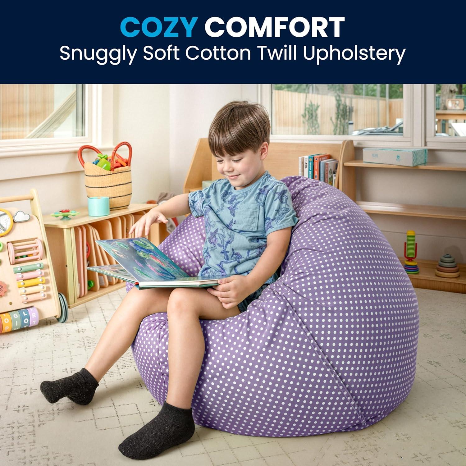 imageFlash Furniture Dillon Small Teal Furry Bean Bag Chair for Kids and TeensLavender Dot