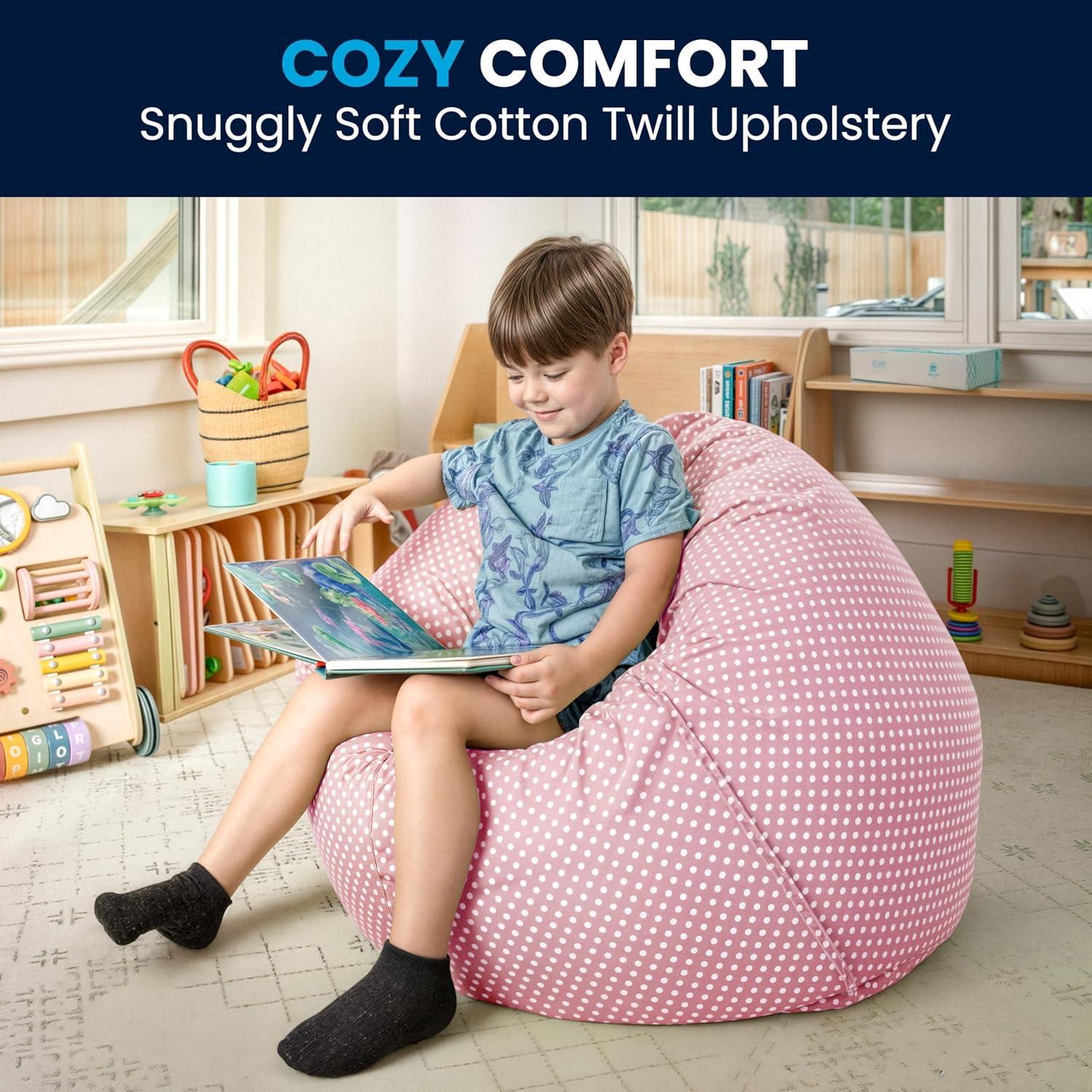 imageFlash Furniture Dillon Small Teal Furry Bean Bag Chair for Kids and TeensLight Pink Dot