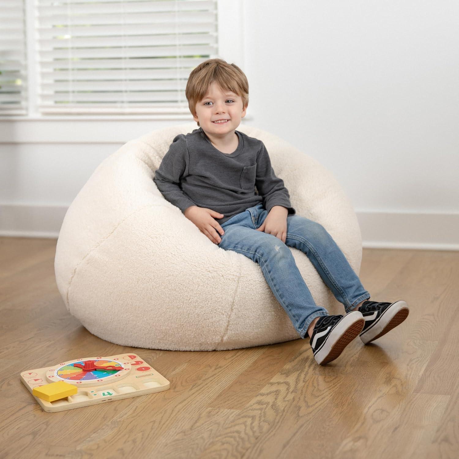 imageFlash Furniture Dillon Small Teal Furry Bean Bag Chair for Kids and TeensNatural Sherpa