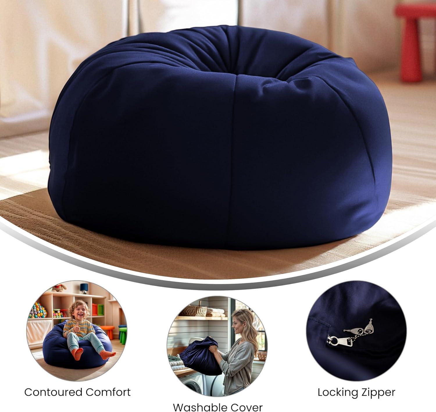 imageFlash Furniture Dillon Small Teal Furry Bean Bag Chair for Kids and TeensNavy Blue