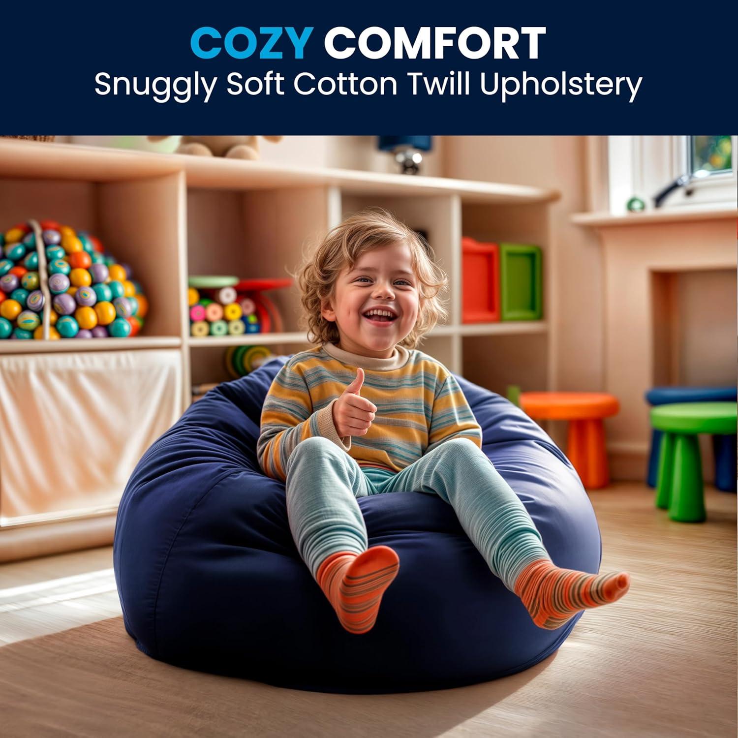 imageFlash Furniture Dillon Small Teal Furry Bean Bag Chair for Kids and TeensNavy Blue