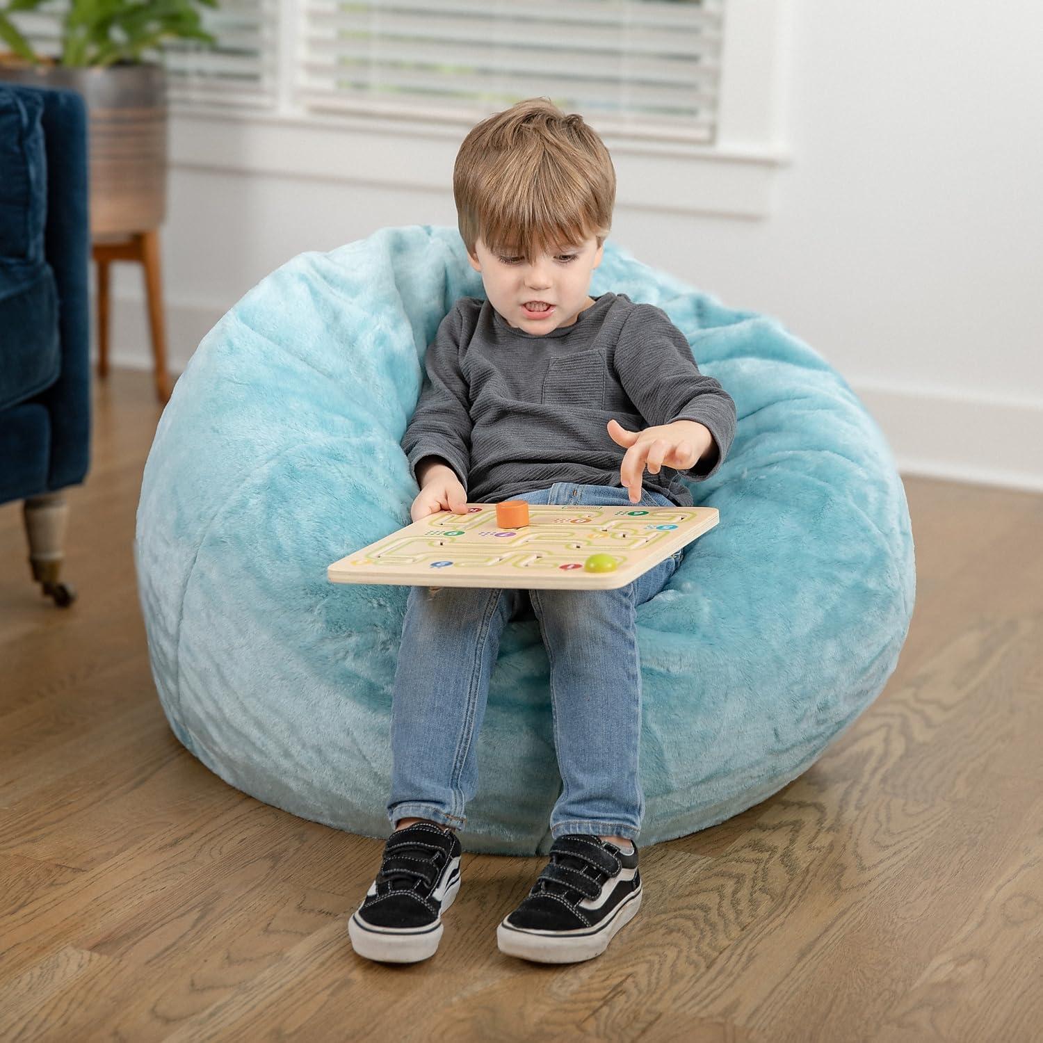 imageFlash Furniture Dillon Small Teal Furry Bean Bag Chair for Kids and TeensTeal Furry