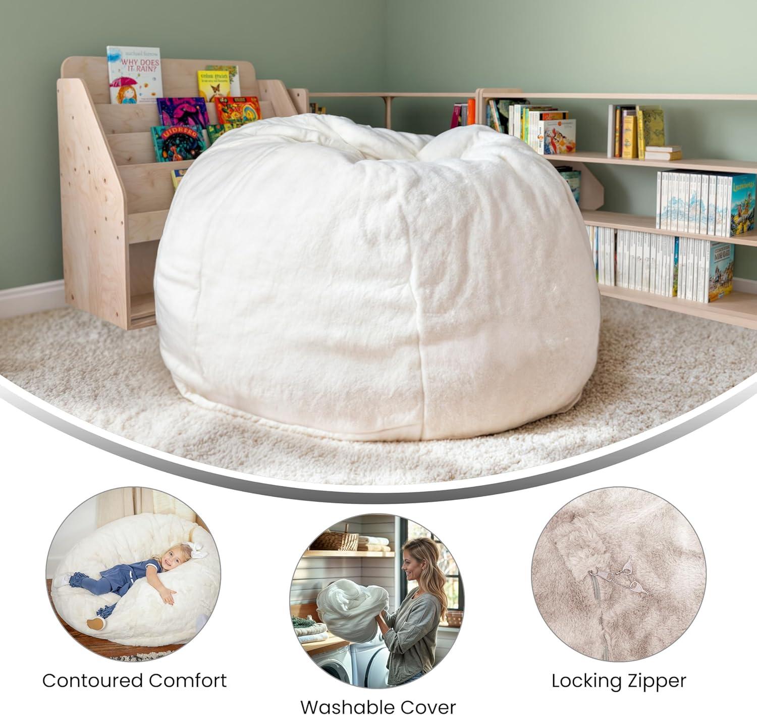 imageFlash Furniture Dillon Small Teal Furry Bean Bag Chair for Kids and TeensWhite Furry