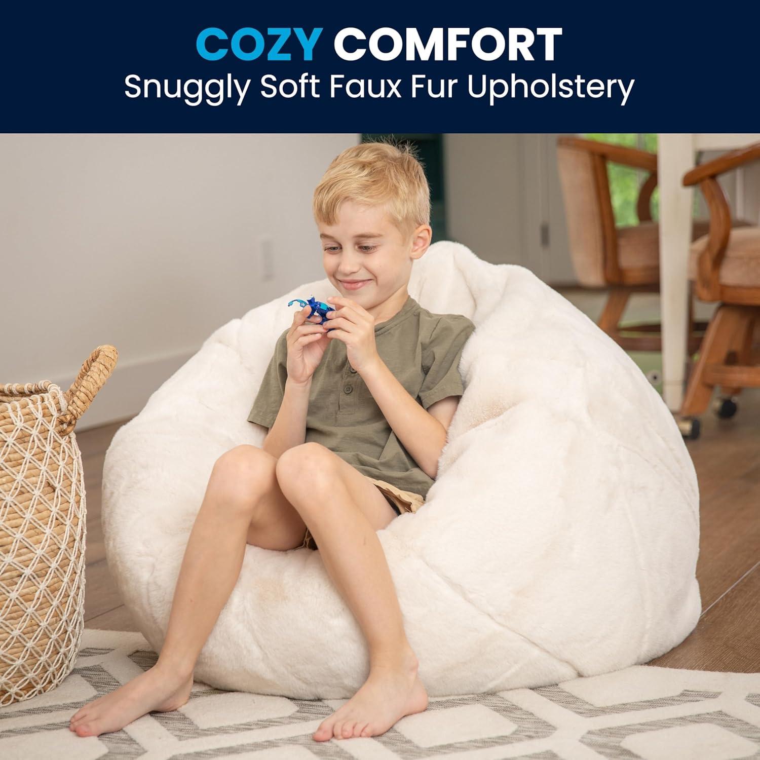 imageFlash Furniture Dillon Small Teal Furry Bean Bag Chair for Kids and TeensWhite Furry