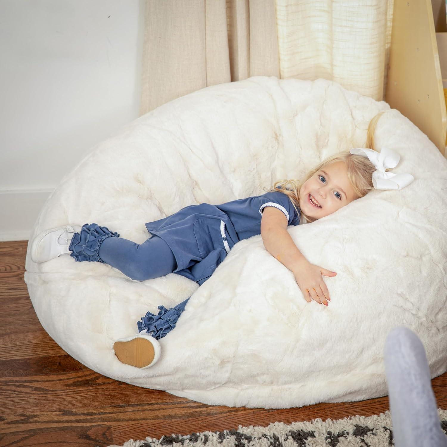 imageFlash Furniture Dillon Small Teal Furry Bean Bag Chair for Kids and TeensWhite Furry