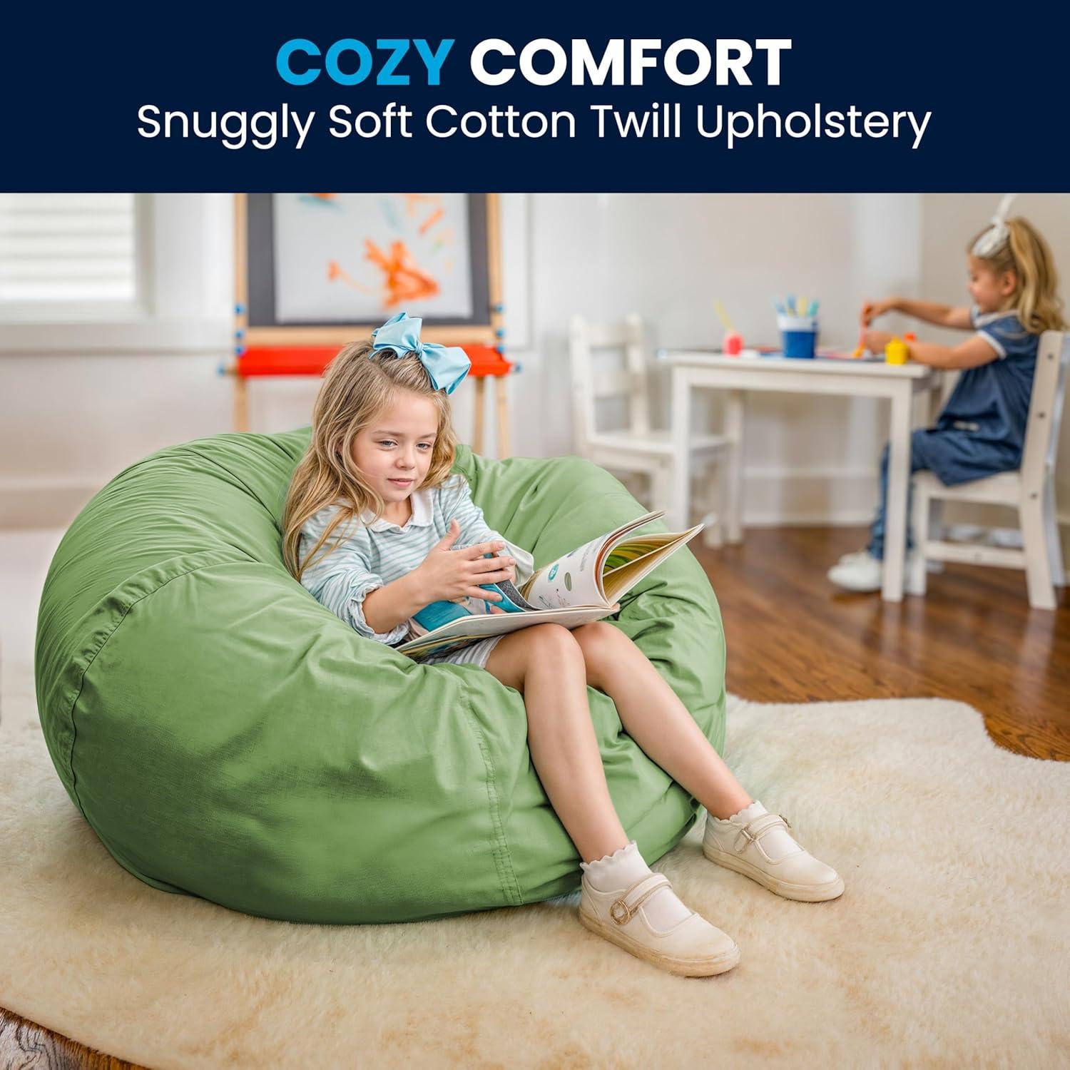 imageFlash Furniture Duncan Oversized Bean Bag Chair for Kids and Adults FoamFilled Beanbag Chair with Machine Washable Cover Light Pink Polka DotGreen