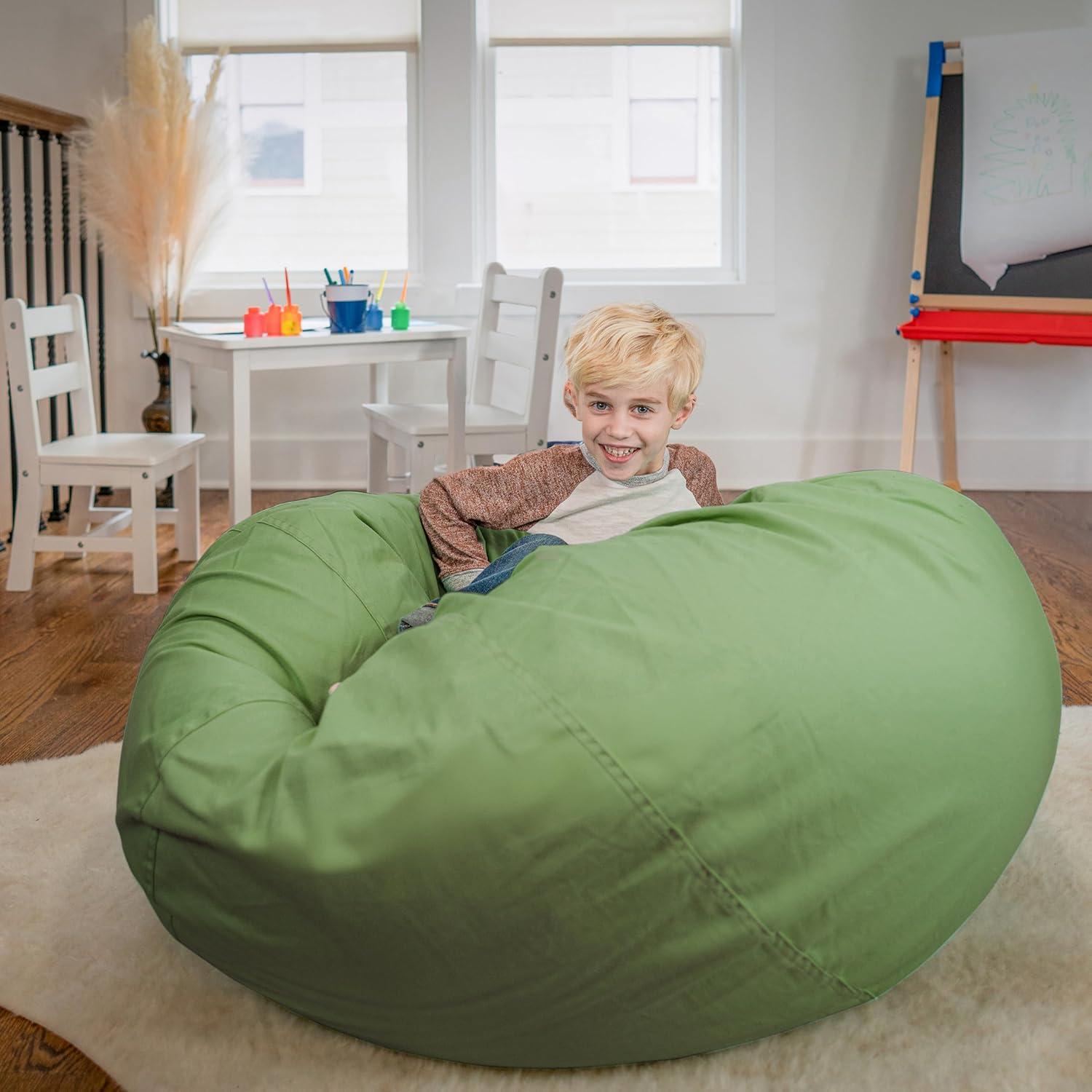 imageFlash Furniture Duncan Oversized Bean Bag Chair for Kids and Adults FoamFilled Beanbag Chair with Machine Washable Cover Light Pink Polka DotGreen