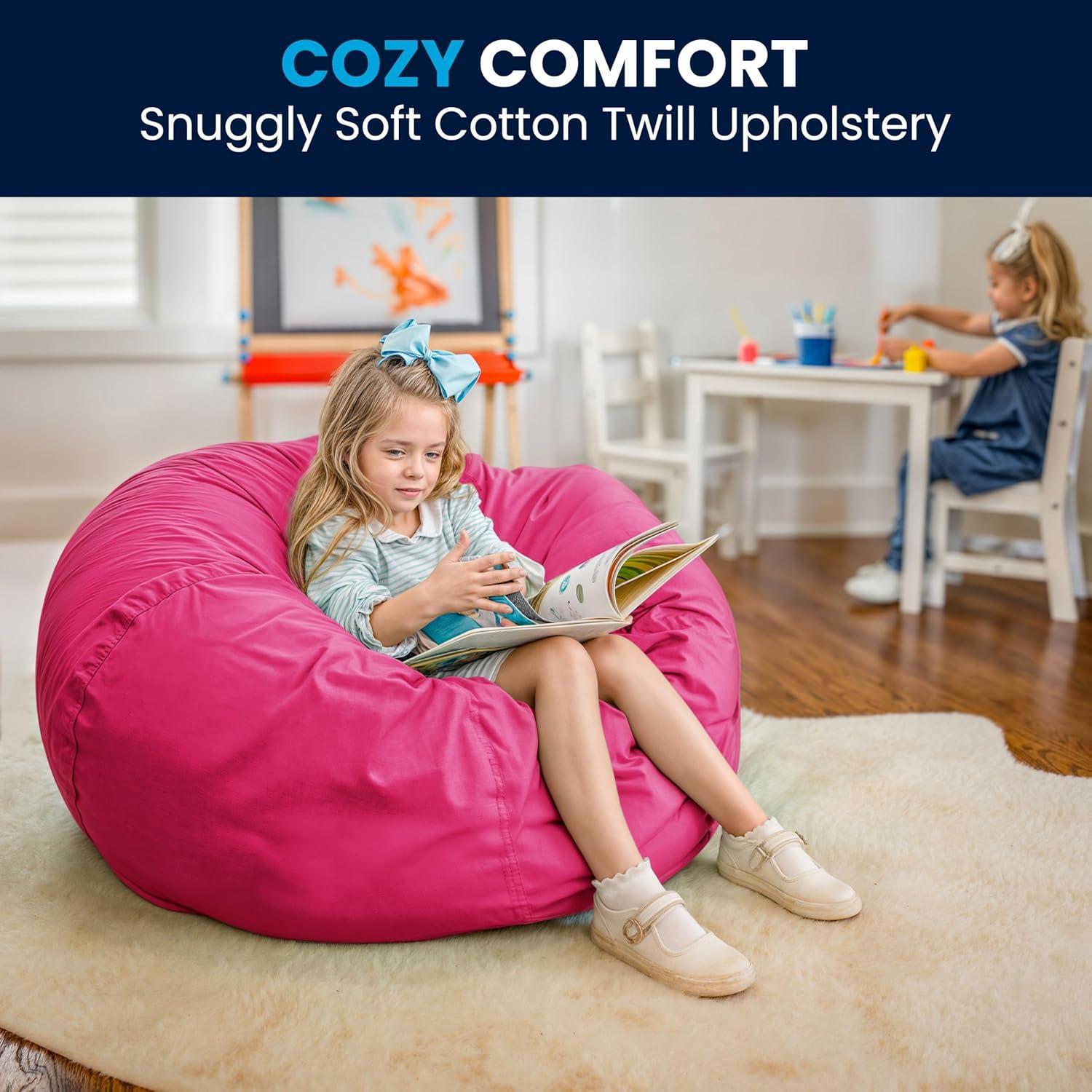 imageFlash Furniture Duncan Oversized Bean Bag Chair for Kids and Adults FoamFilled Beanbag Chair with Machine Washable Cover Light Pink Polka DotHot Pink