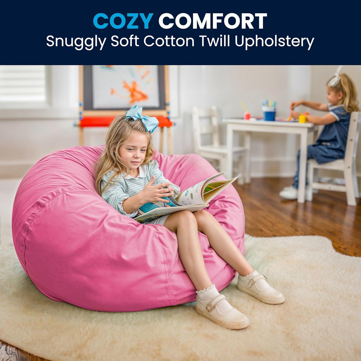 imageFlash Furniture Duncan Oversized Bean Bag Chair for Kids and Adults FoamFilled Beanbag Chair with Machine Washable Cover Light Pink Polka DotLight Pink