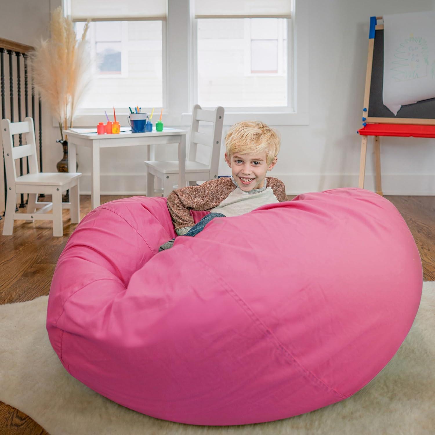 imageFlash Furniture Duncan Oversized Bean Bag Chair for Kids and Adults FoamFilled Beanbag Chair with Machine Washable Cover Light Pink Polka DotLight Pink
