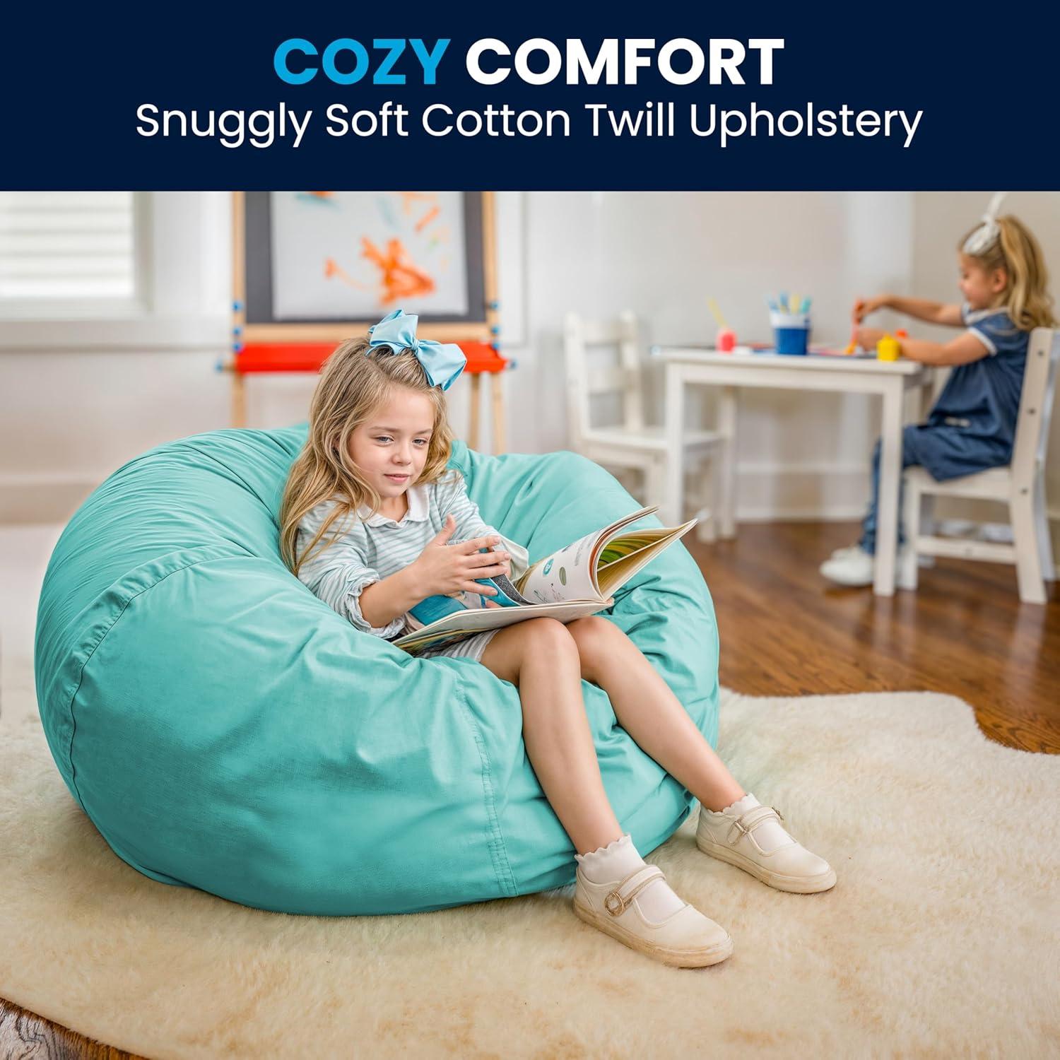 imageFlash Furniture Duncan Oversized Bean Bag Chair for Kids and Adults FoamFilled Beanbag Chair with Machine Washable Cover Light Pink Polka DotMint Green