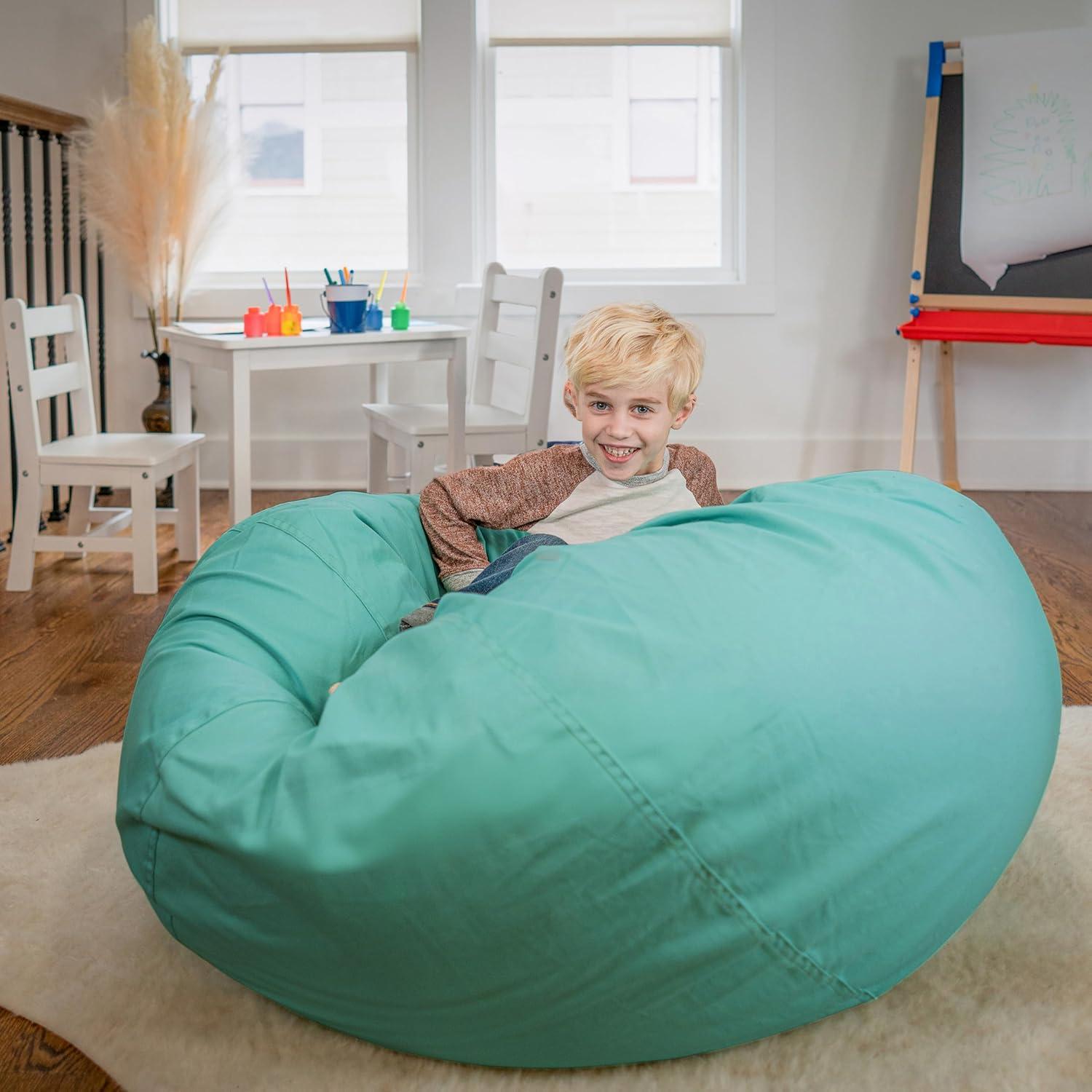 imageFlash Furniture Duncan Oversized Bean Bag Chair for Kids and Adults FoamFilled Beanbag Chair with Machine Washable Cover Light Pink Polka DotMint Green