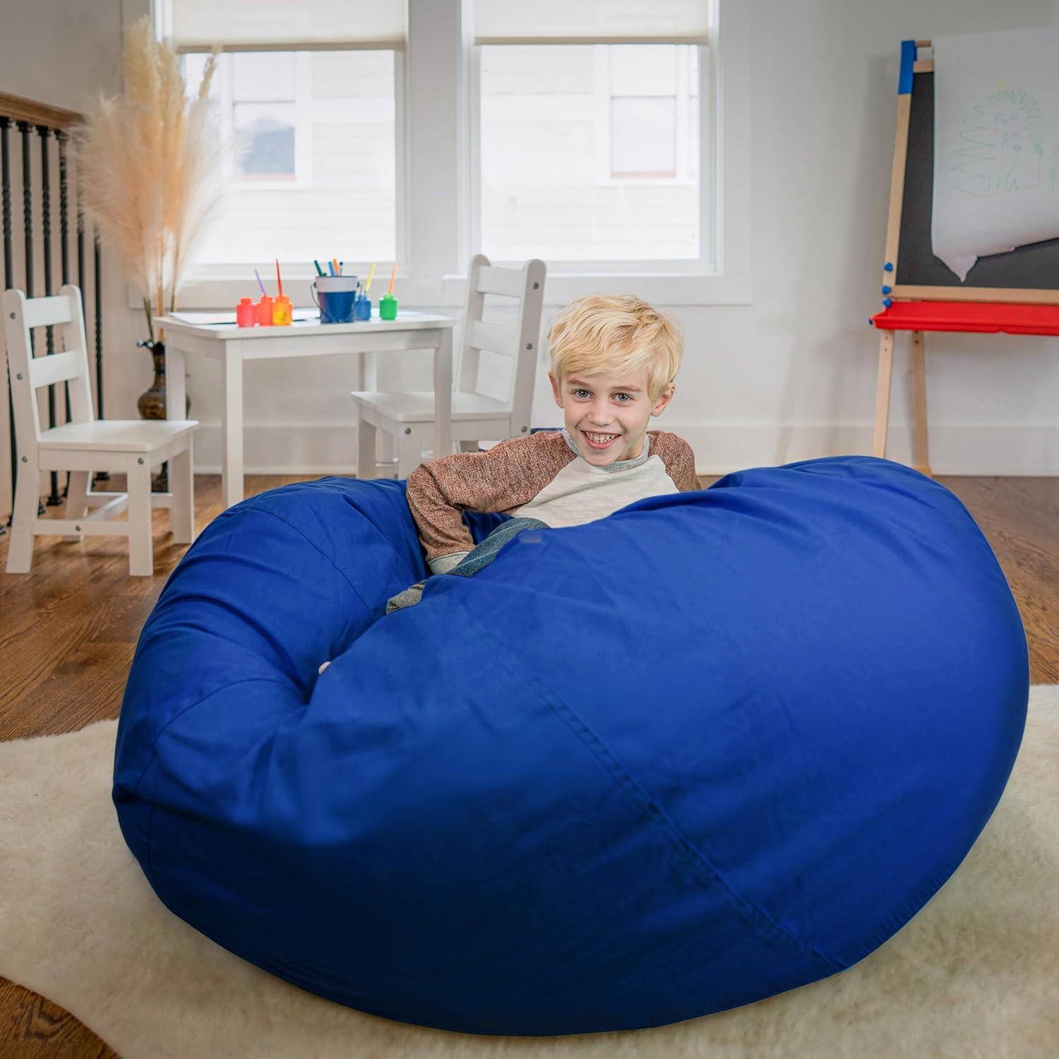 imageFlash Furniture Duncan Oversized Bean Bag Chair for Kids and Adults FoamFilled Beanbag Chair with Machine Washable Cover Light Pink Polka DotRoyal Blue