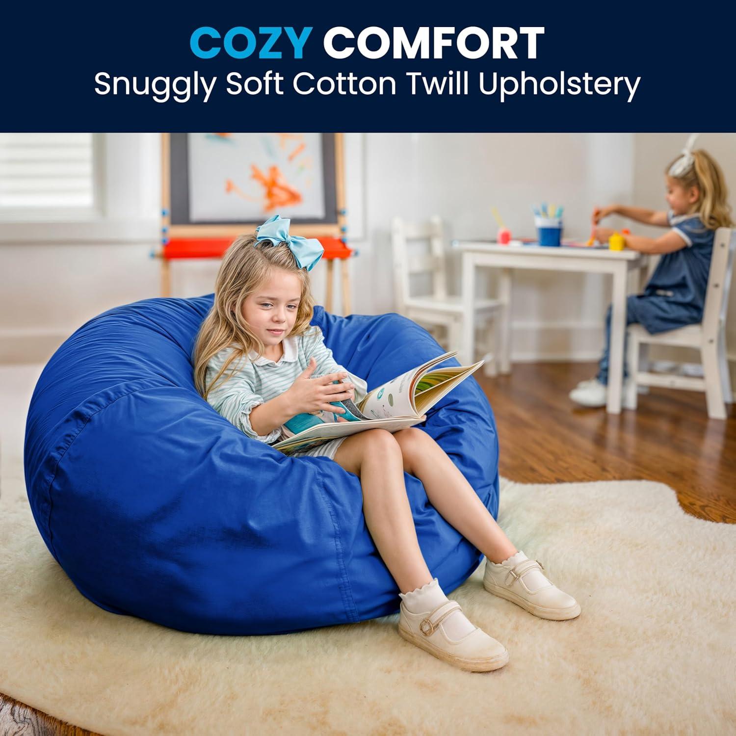 imageFlash Furniture Duncan Oversized Bean Bag Chair for Kids and Adults FoamFilled Beanbag Chair with Machine Washable Cover Light Pink Polka DotRoyal Blue