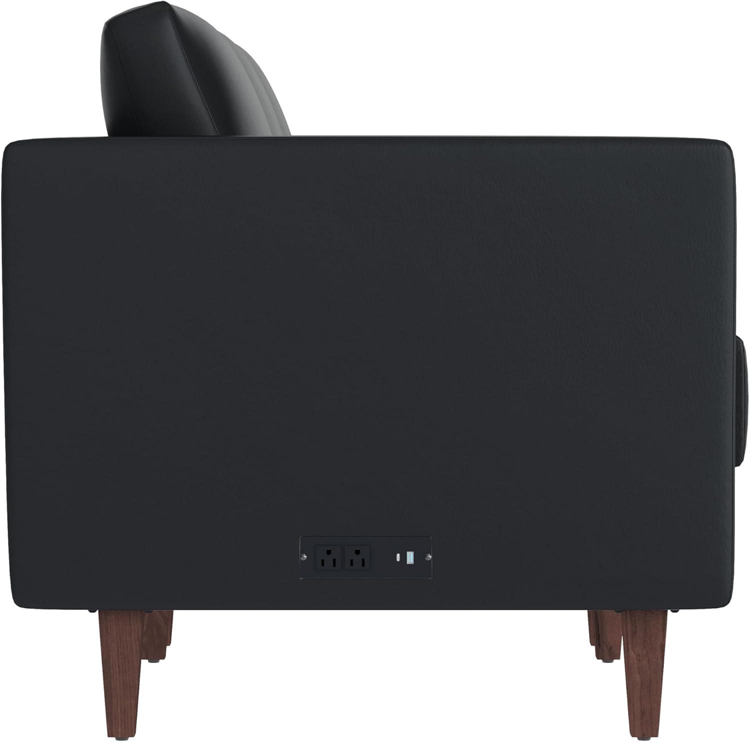 imageFlash Furniture Hercules Artemis Commercial Modular Sofa for Reception and Lobby Use Solid Wood Legs 4 Outlets 2 USB and 2 USBC Ports Black LeatherSoftBlack
