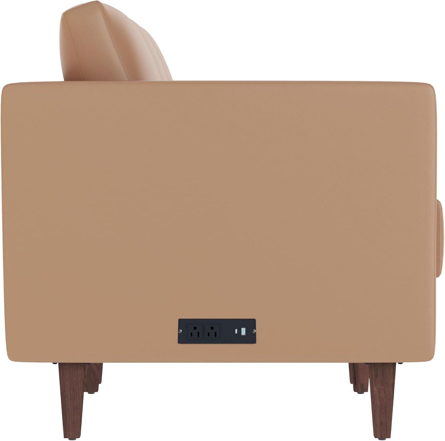 imageFlash Furniture Hercules Artemis Commercial Modular Sofa for Reception and Lobby Use Solid Wood Legs 4 Outlets 2 USB and 2 USBC Ports Black LeatherSoftCognac