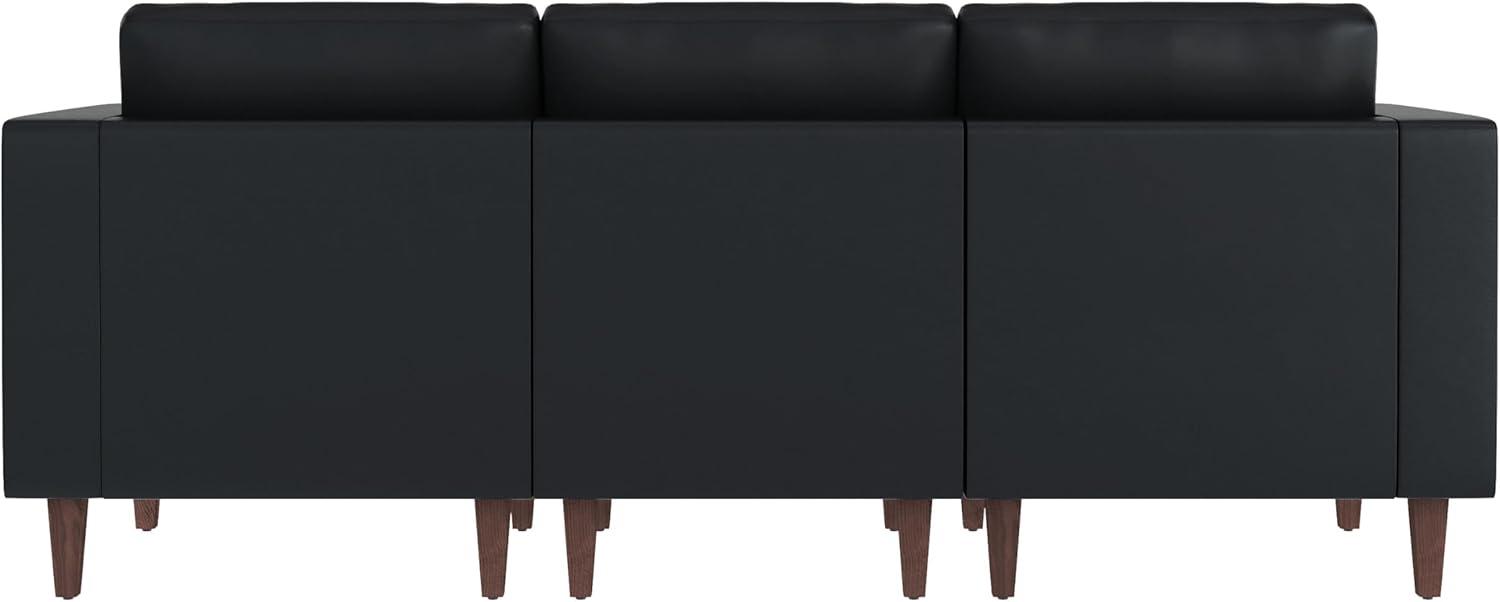 imageFlash Furniture Hercules Artemis Commercial Modular Sofa for Reception and Lobby Use Solid Wood Legs 4 Outlets 2 USB and 2 USBC Ports Black LeatherSoftBlack
