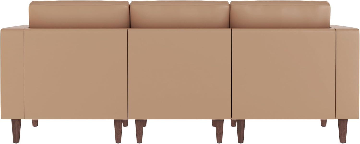 imageFlash Furniture Hercules Artemis Commercial Modular Sofa for Reception and Lobby Use Solid Wood Legs 4 Outlets 2 USB and 2 USBC Ports Black LeatherSoftCognac