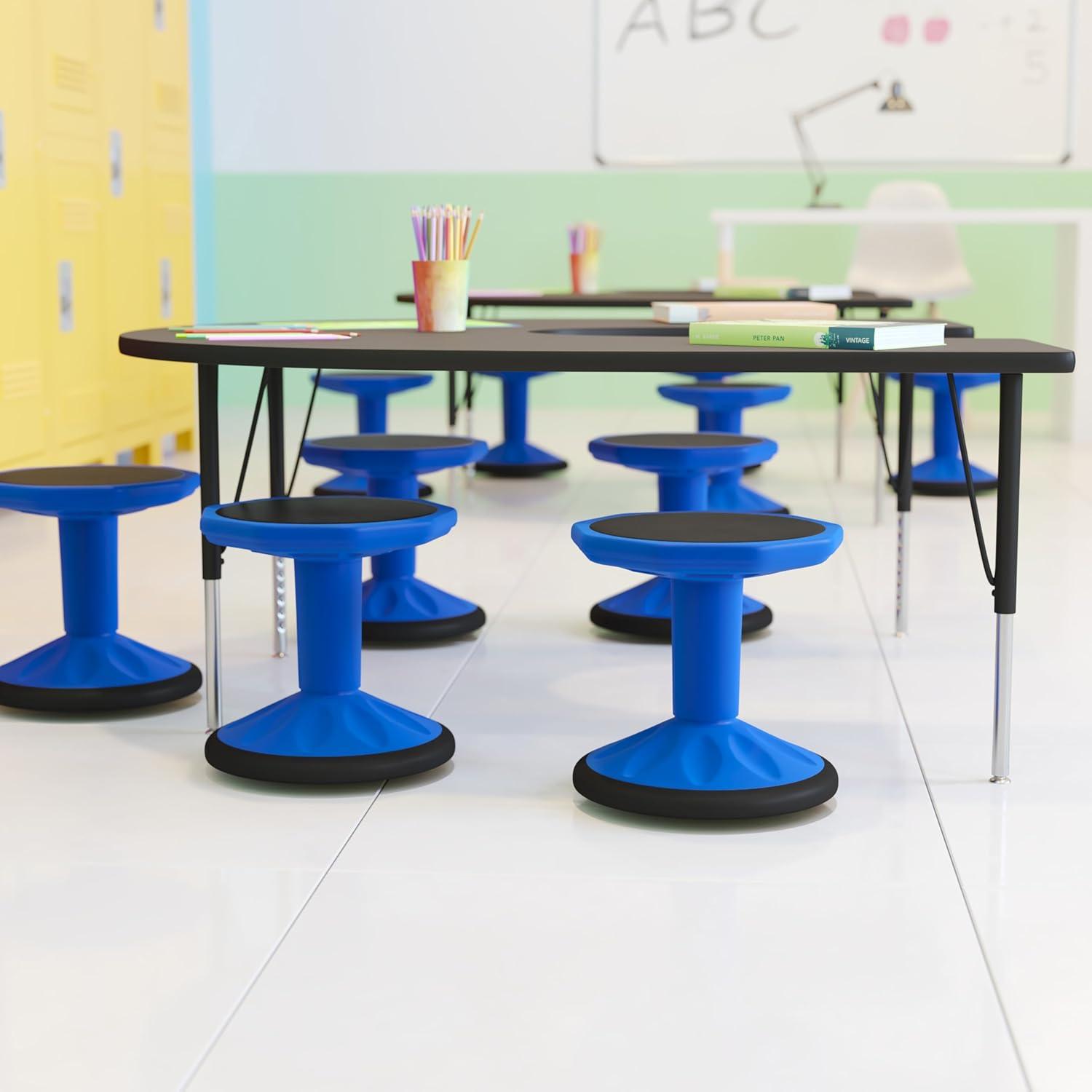 imageFlash Furniture Lucas Fixed Height Active Wobble Stool 16 Inch Seat Height Classroom Flexible Seating Elementary Wobble Chair for Kids Wiggle Seat for Sensory Kids GreenBlue