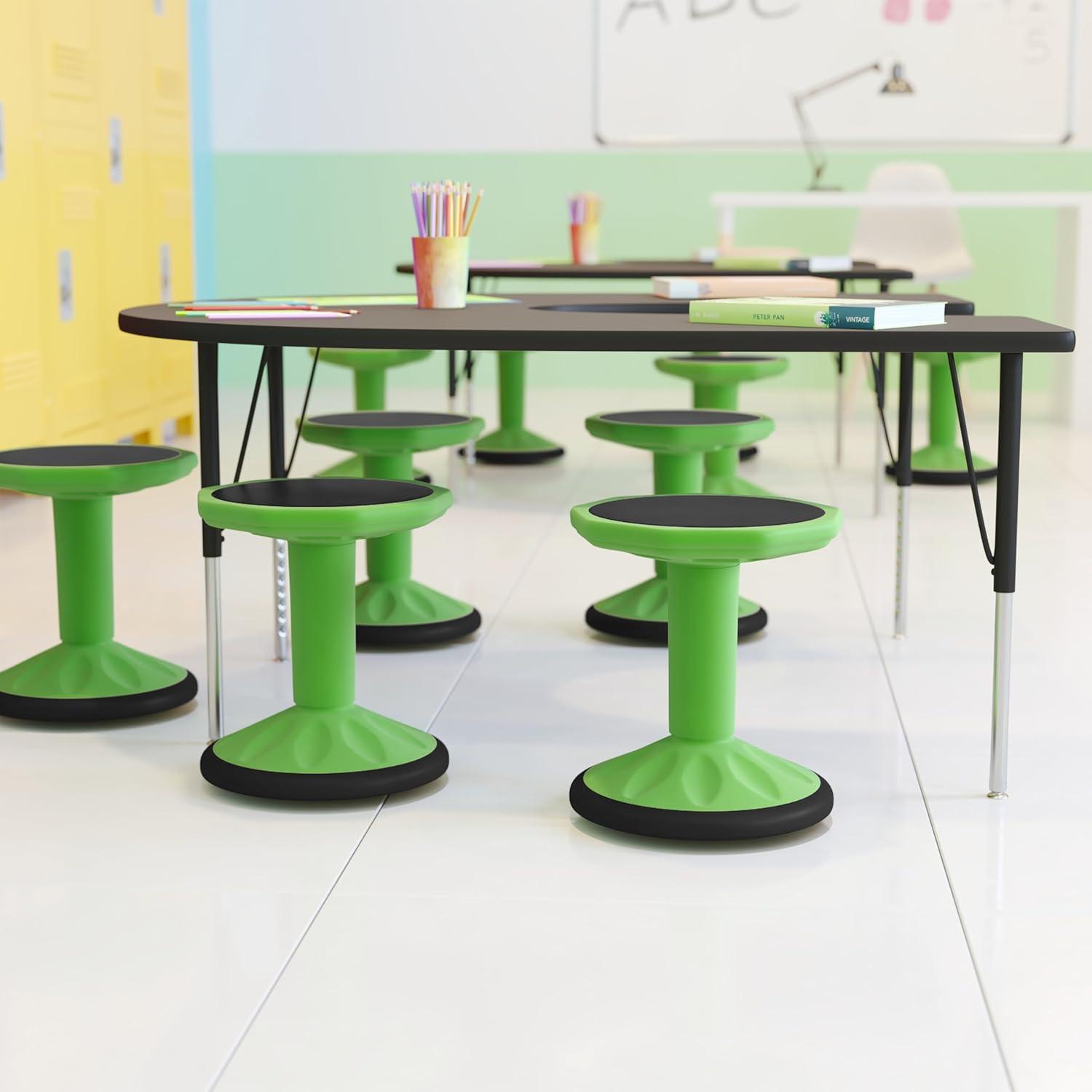 imageFlash Furniture Lucas Fixed Height Active Wobble Stool 16 Inch Seat Height Classroom Flexible Seating Elementary Wobble Chair for Kids Wiggle Seat for Sensory Kids GreenGreen