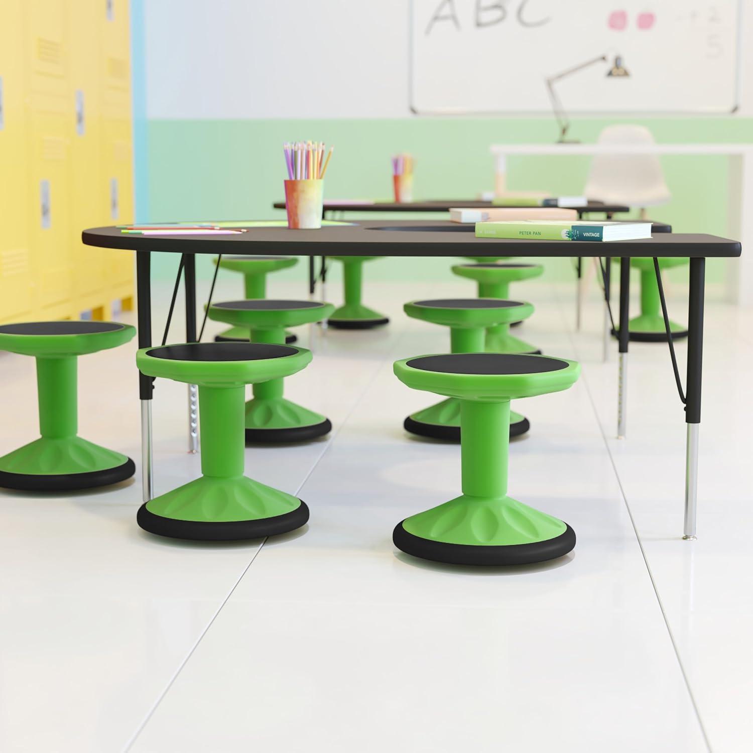 imageFlash Furniture Lucas Fixed Height Active Wobble Stool 16 Inch Seat Height Classroom Flexible Seating Elementary Wobble Chair for Kids Wiggle Seat for Sensory Kids GreenGreen