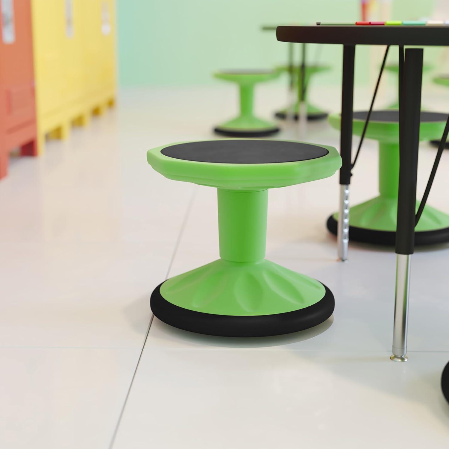 imageFlash Furniture Lucas Fixed Height Active Wobble Stool 16 Inch Seat Height Classroom Flexible Seating Elementary Wobble Chair for Kids Wiggle Seat for Sensory Kids GreenGreen