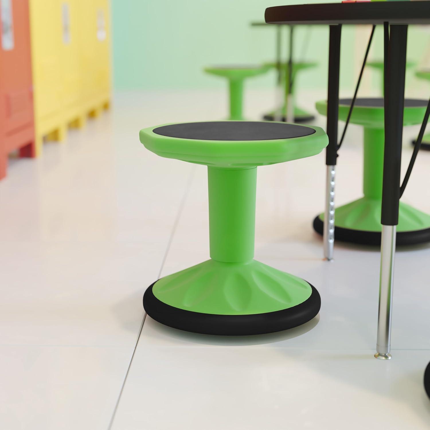 imageFlash Furniture Lucas Fixed Height Active Wobble Stool 16 Inch Seat Height Classroom Flexible Seating Elementary Wobble Chair for Kids Wiggle Seat for Sensory Kids GreenGreen