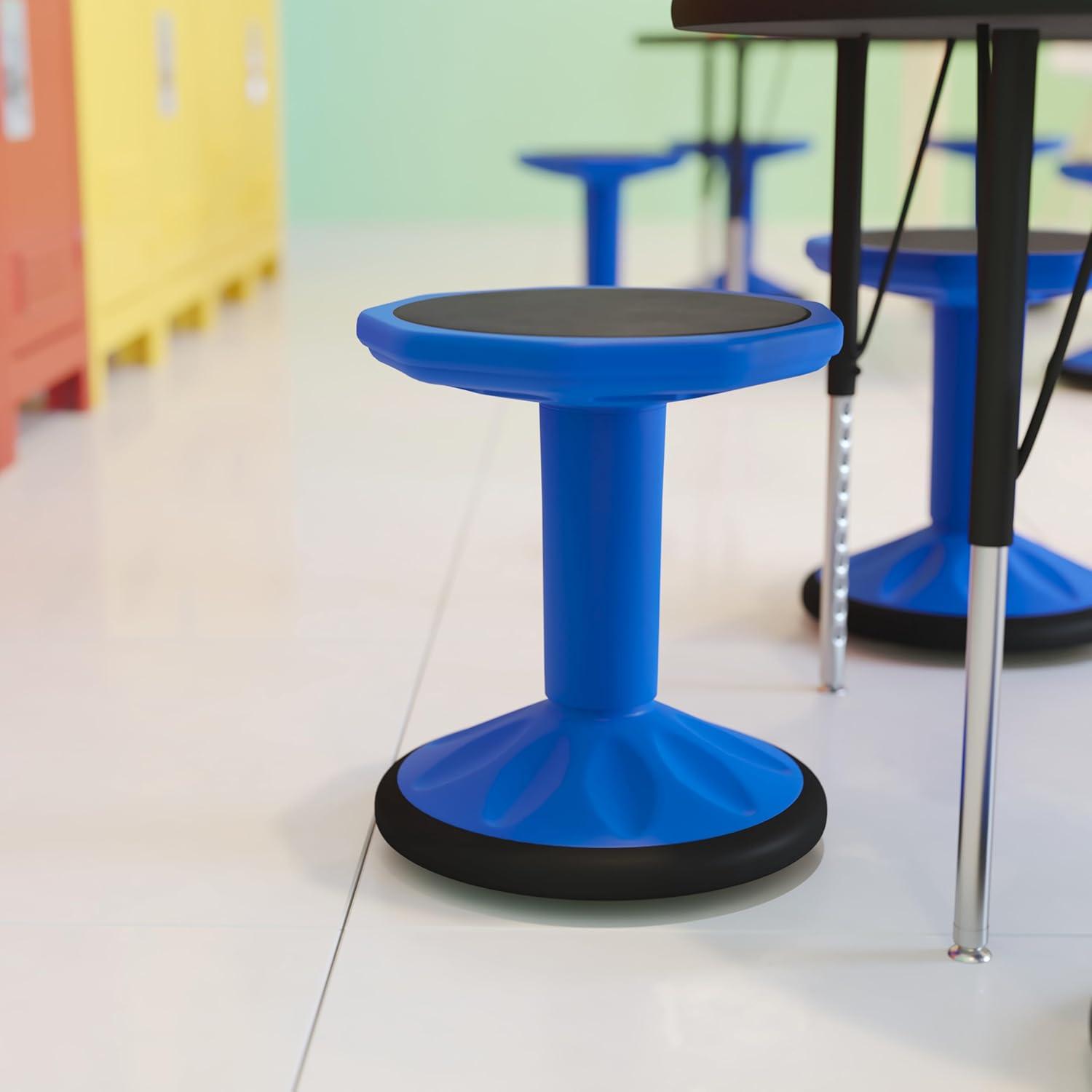 imageFlash Furniture Lucas Fixed Height Active Wobble Stool 16 Inch Seat Height Classroom Flexible Seating Elementary Wobble Chair for Kids Wiggle Seat for Sensory Kids GreenBlue