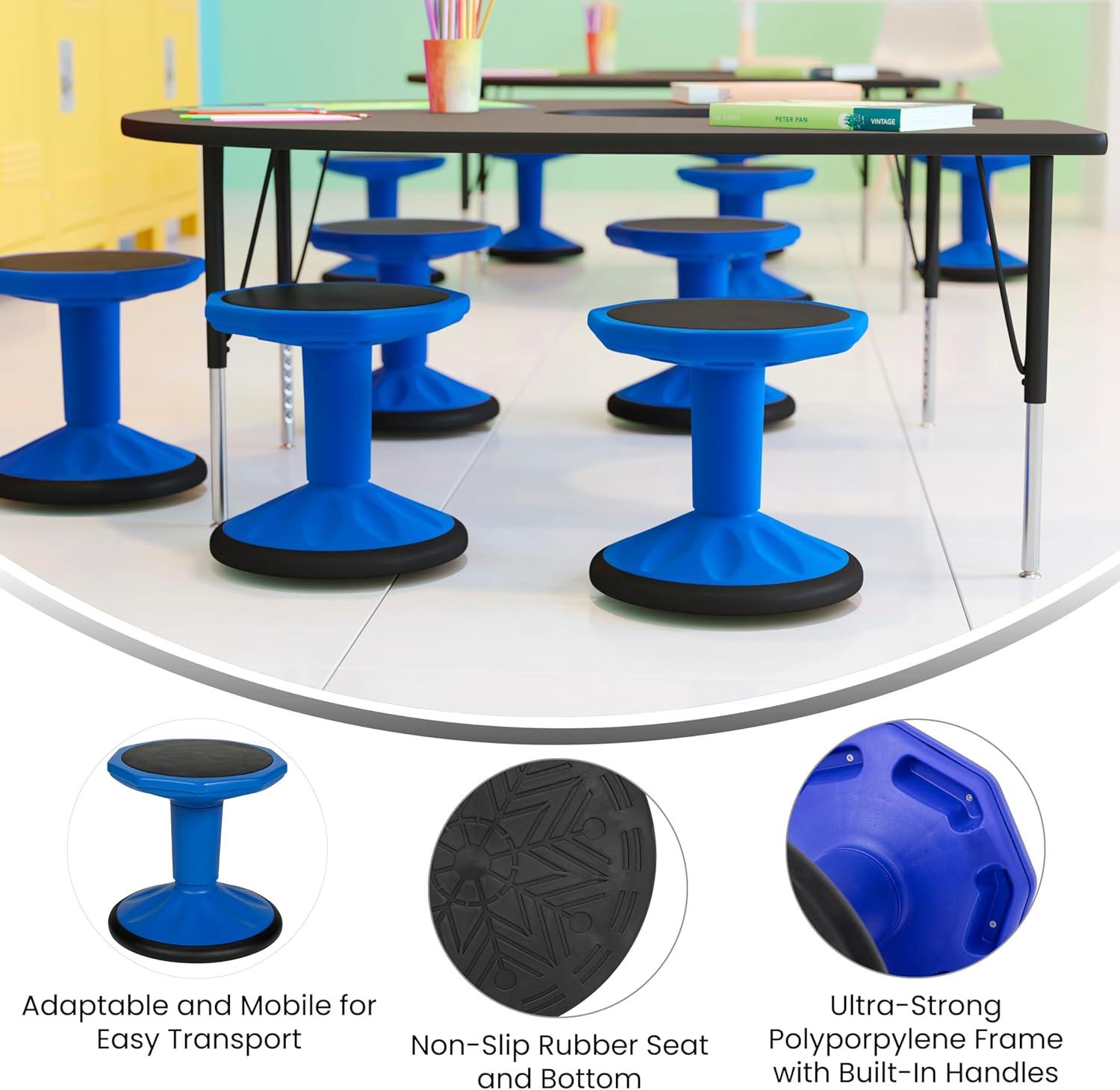 imageFlash Furniture Lucas Fixed Height Active Wobble Stool 16 Inch Seat Height Classroom Flexible Seating Elementary Wobble Chair for Kids Wiggle Seat for Sensory Kids GreenBlue