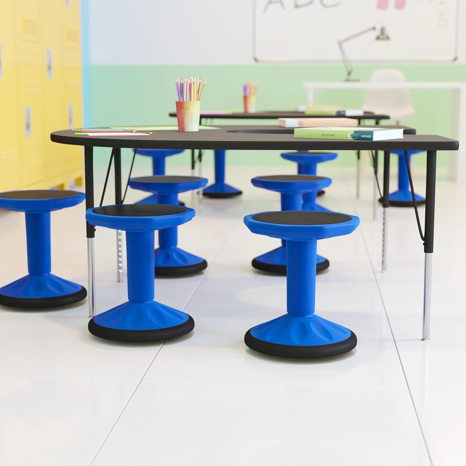 imageFlash Furniture Lucas Fixed Height Active Wobble Stool 16 Inch Seat Height Classroom Flexible Seating Elementary Wobble Chair for Kids Wiggle Seat for Sensory Kids GreenBlue