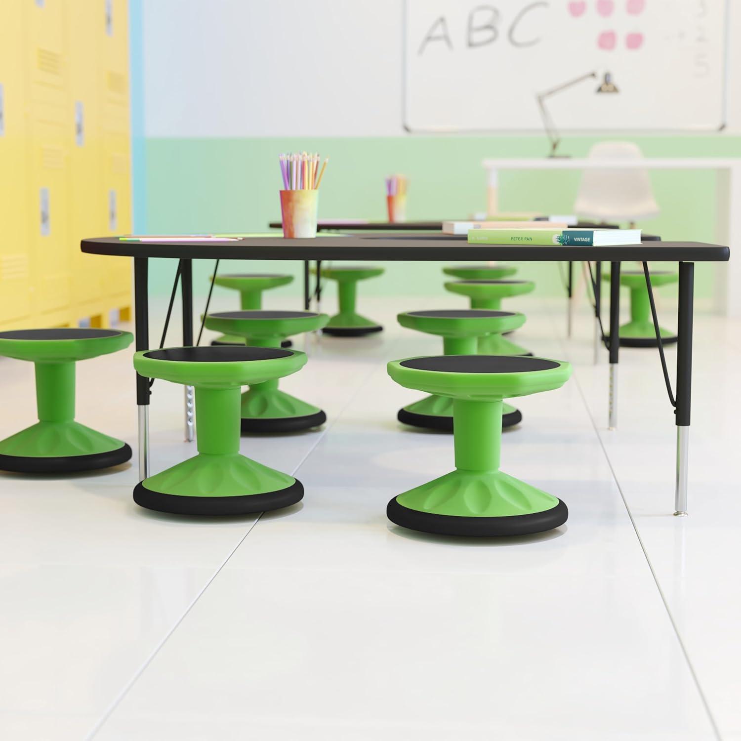 imageFlash Furniture Lucas Fixed Height Active Wobble Stool 16 Inch Seat Height Classroom Flexible Seating Elementary Wobble Chair for Kids Wiggle Seat for Sensory Kids GreenGreen