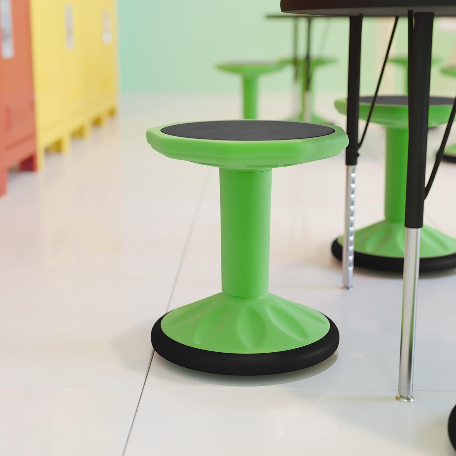 imageFlash Furniture Lucas Fixed Height Active Wobble Stool 16 Inch Seat Height Classroom Flexible Seating Elementary Wobble Chair for Kids Wiggle Seat for Sensory Kids GreenGreen