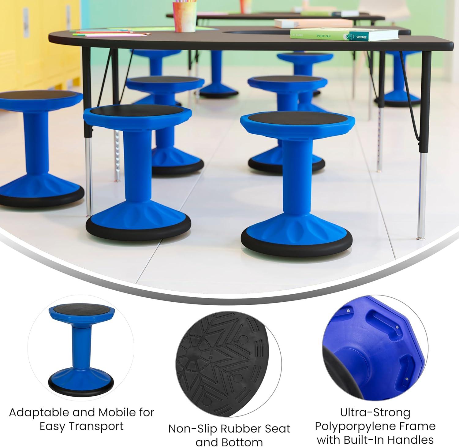 imageFlash Furniture Lucas Fixed Height Active Wobble Stool 16 Inch Seat Height Classroom Flexible Seating Elementary Wobble Chair for Kids Wiggle Seat for Sensory Kids GreenBlue