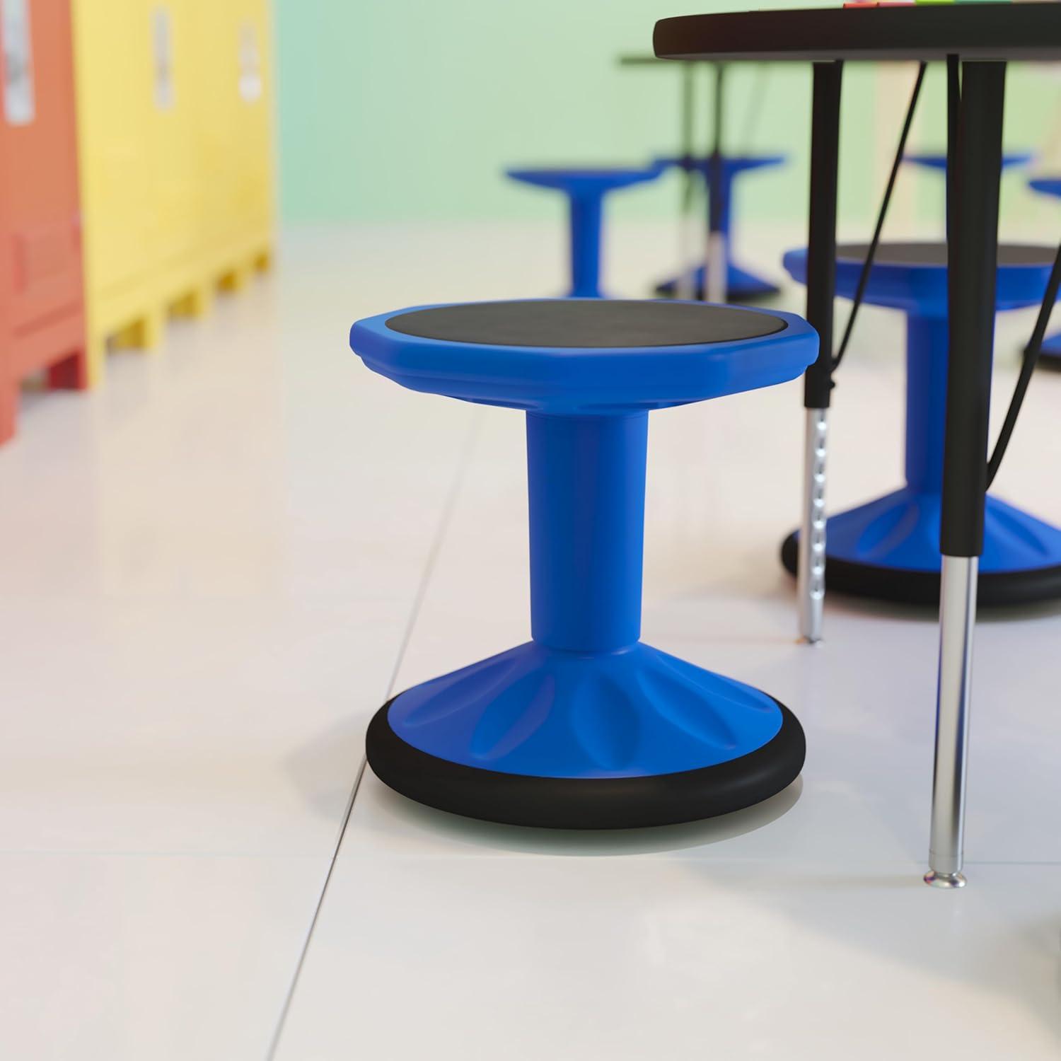imageFlash Furniture Lucas Fixed Height Active Wobble Stool 16 Inch Seat Height Classroom Flexible Seating Elementary Wobble Chair for Kids Wiggle Seat for Sensory Kids GreenBlue