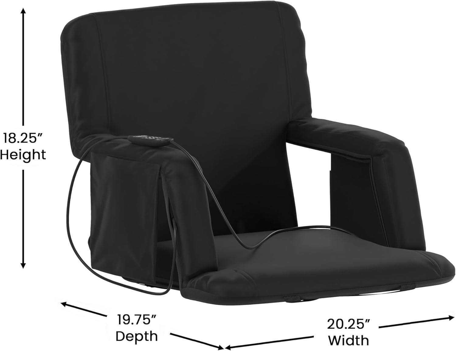imageFlash Furniture Malta Heated Stadium Seat with Back Support 6 Recline Positions Portable Chair with Backpack Straps USB Battery Pack Not Included BlackBlack