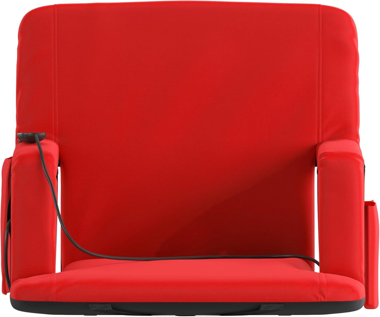 imageFlash Furniture Malta Stadium Seat with Heated Back and Seat 6 Recline Positions Portable Chair with Backpack Straps USB Battery Pack Not Included RedRed