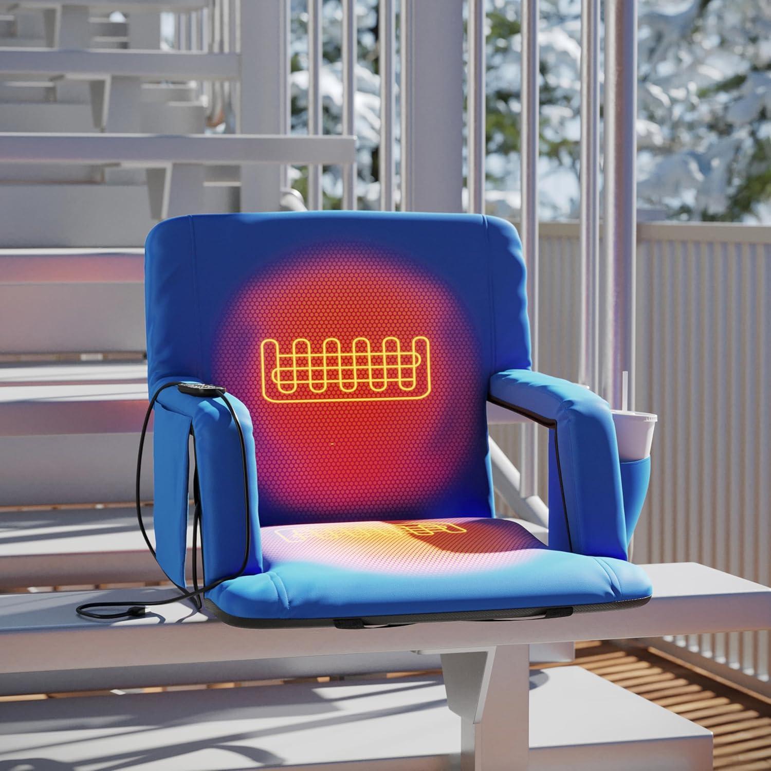 imageFlash Furniture Malta Stadium Seat with Heated Back and Seat 6 Recline Positions Portable Chair with Backpack Straps USB Battery Pack Not Included RedBlue