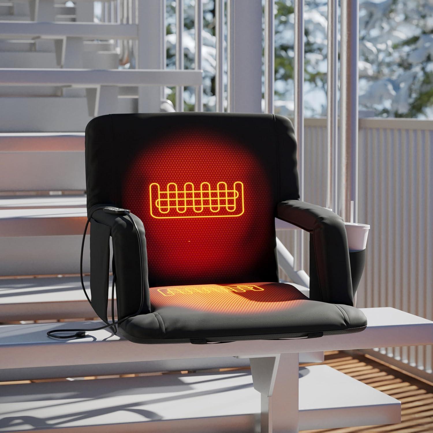 imageFlash Furniture Malta Stadium Seat with Heated Back and Seat 6 Recline Positions Portable Chair with Backpack Straps USB Battery Pack Not Included RedBlack