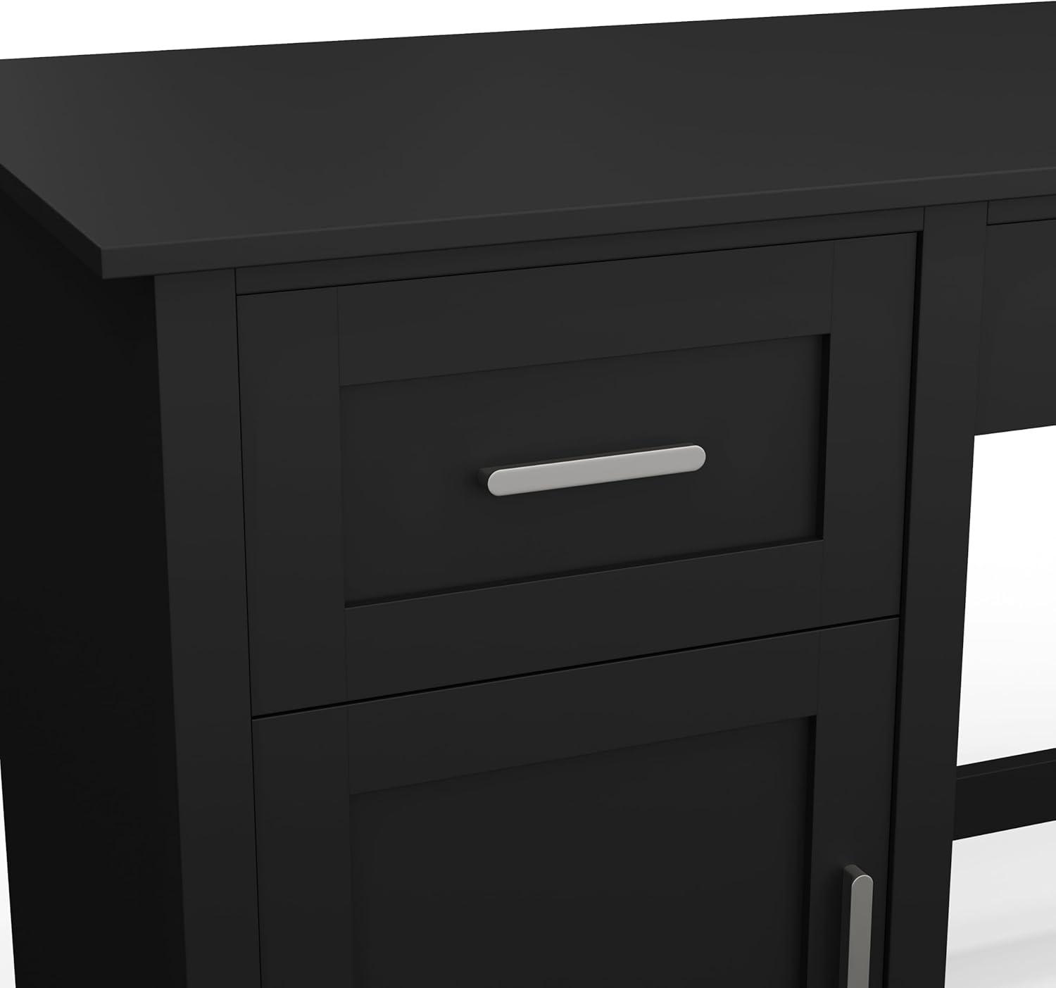 imageMartha Stewart Hutton Shaker Style Home Office Desk with Storage in White with Polished Brass HardwareBlack FrameBrushed Nickel Hardware