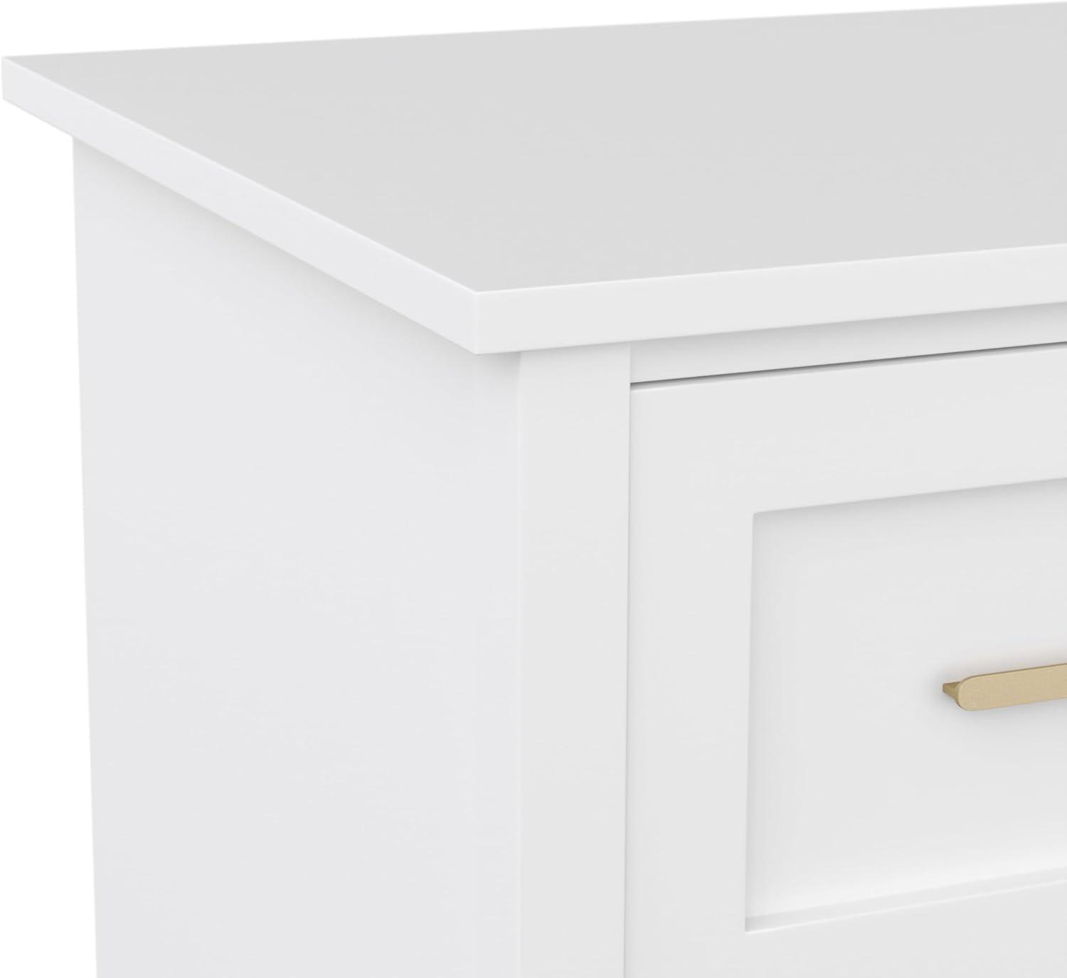 imageMartha Stewart Hutton Shaker Style Home Office Desk with Storage in White with Polished Brass HardwareWhitePolished Brass