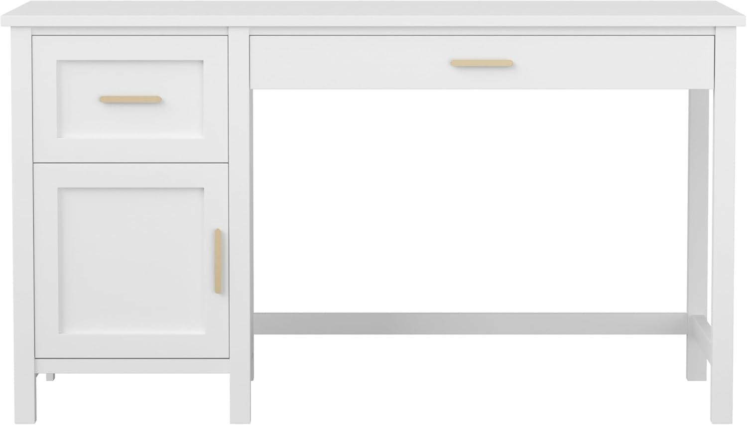 imageMartha Stewart Hutton Shaker Style Home Office Desk with Storage in White with Polished Brass HardwareWhitePolished Brass