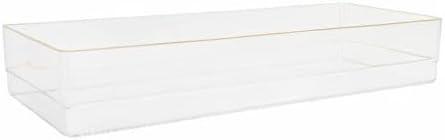 imageMartha Stewart Kerry Plastic Stackable Office Desk Drawer Organizers 6quot x 3quot 6 Pack with Gold Trim9 x 3