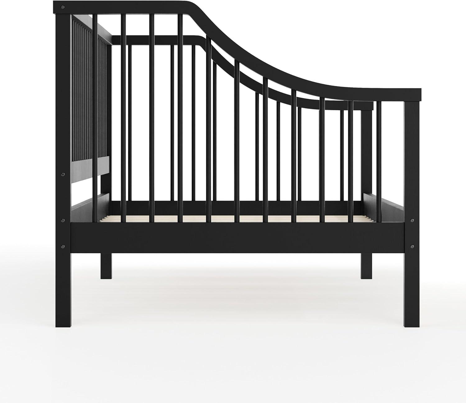imageMartha Stewart Neely Platform Daybed with Wood Spindles Solid Wood Frame No Box Spring Needed Twin Size Light BeechBlack