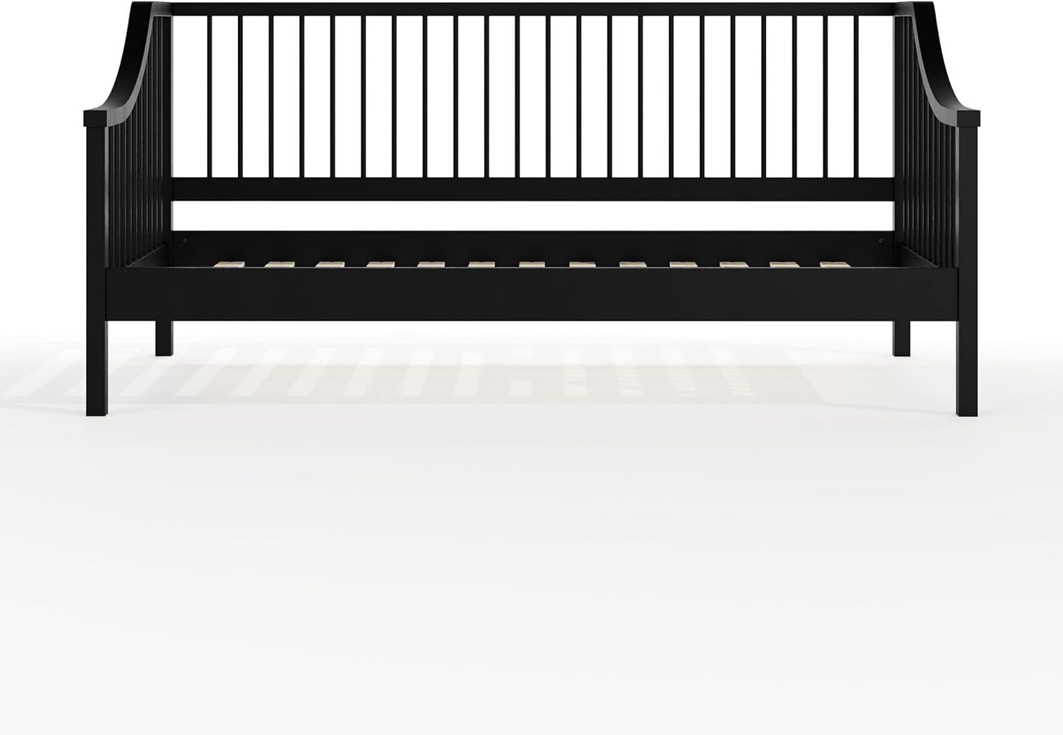 imageMartha Stewart Neely Platform Daybed with Wood Spindles Solid Wood Frame No Box Spring Needed Twin Size Light BeechBlack