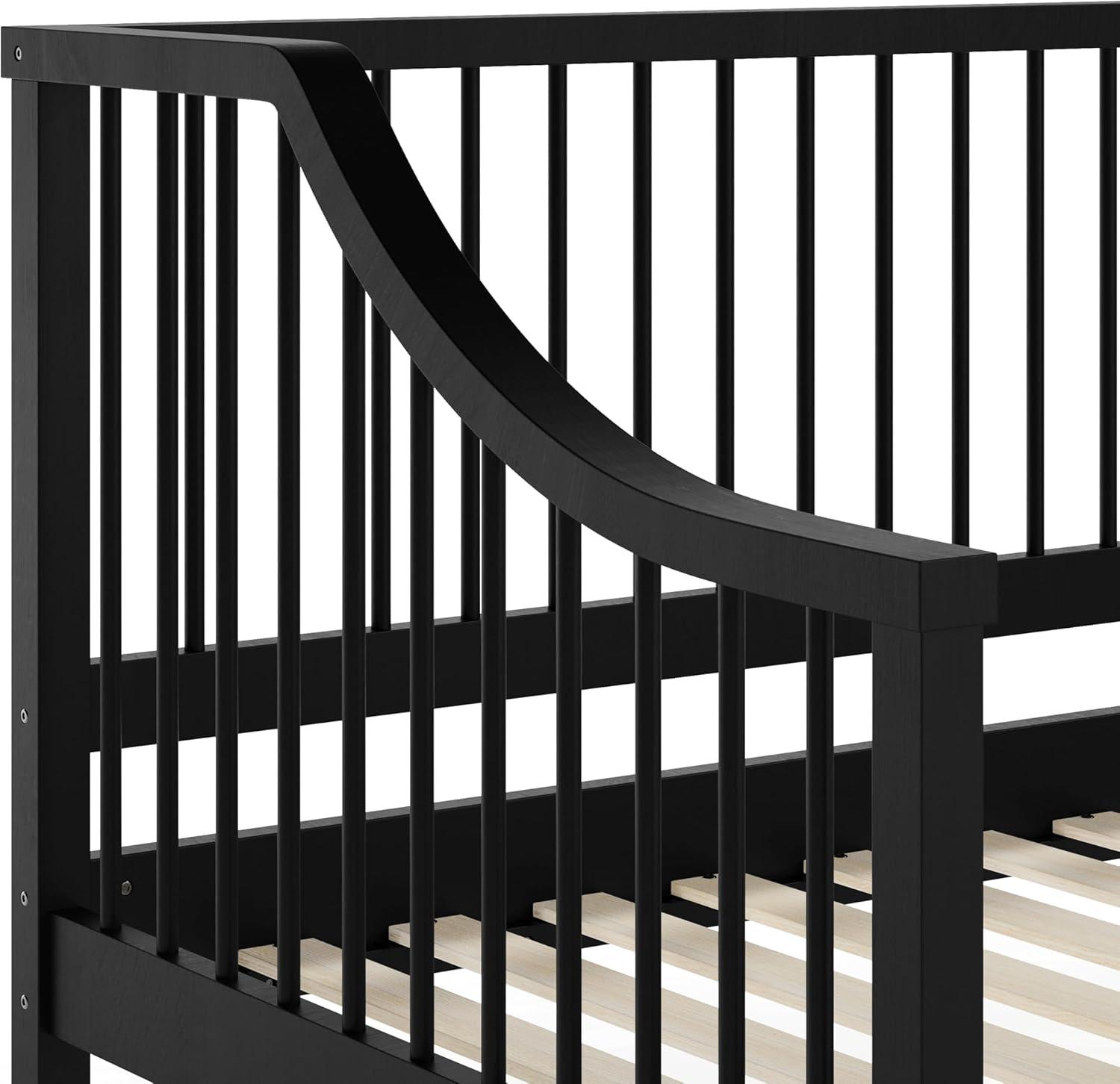 imageMartha Stewart Neely Platform Daybed with Wood Spindles Solid Wood Frame No Box Spring Needed Twin Size Light BeechBlack