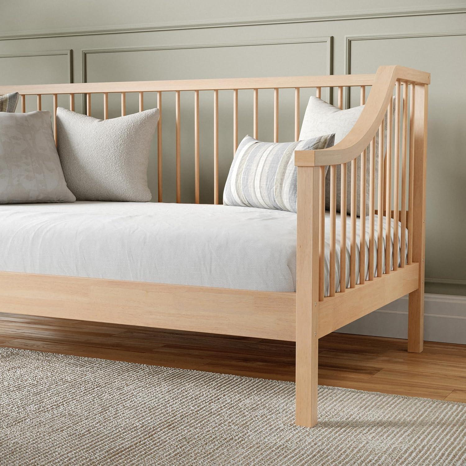 imageMartha Stewart Neely Platform Daybed with Wood Spindles Solid Wood Frame No Box Spring Needed Twin Size Light BeechLight Beech
