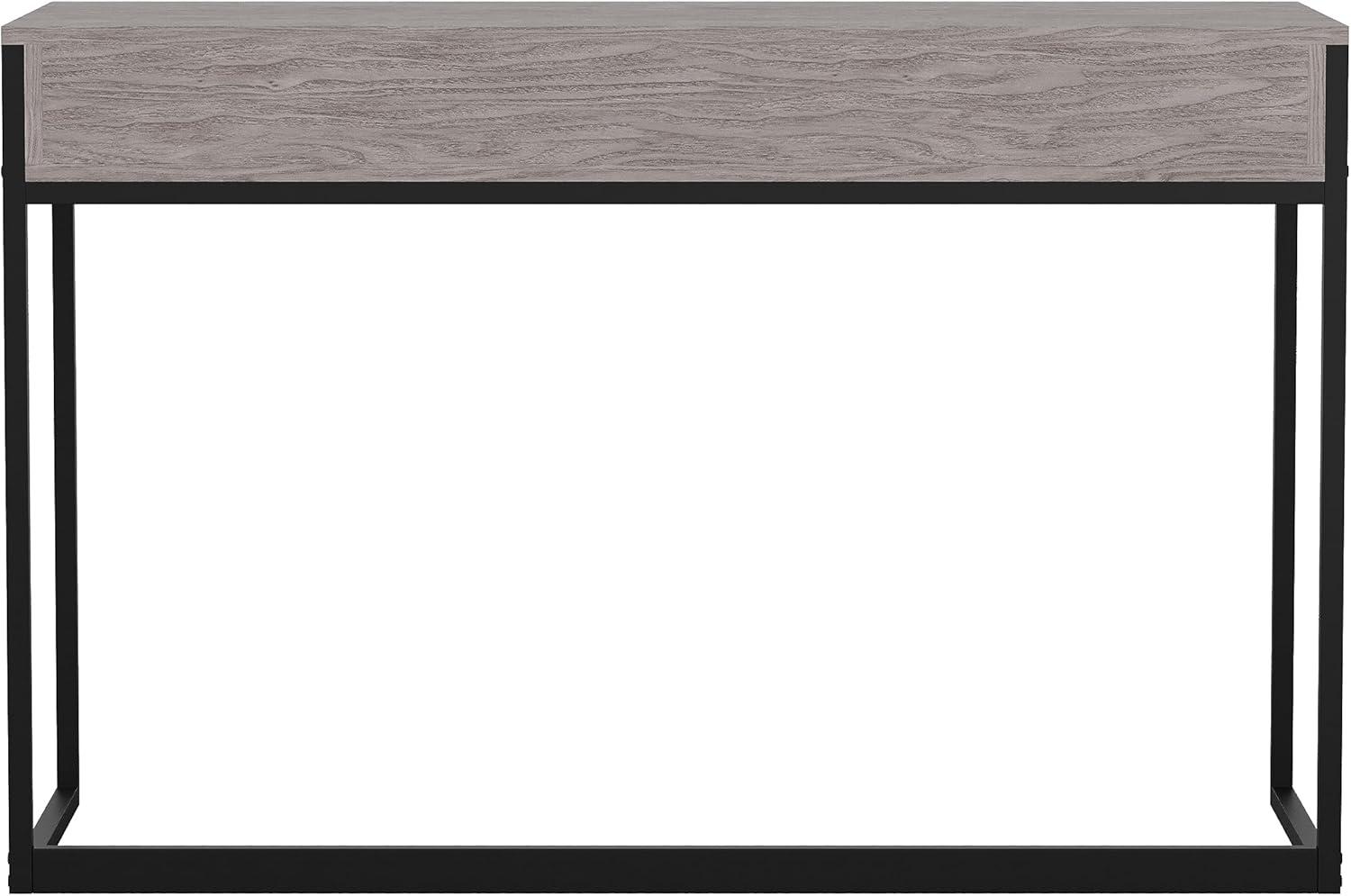 imageMartha Stewart Ollie Home Office Desk with 3 Drawers in Walnut Wood Grain with Polished Brass HardwareGray TopOil Rubbed Bronze Frame