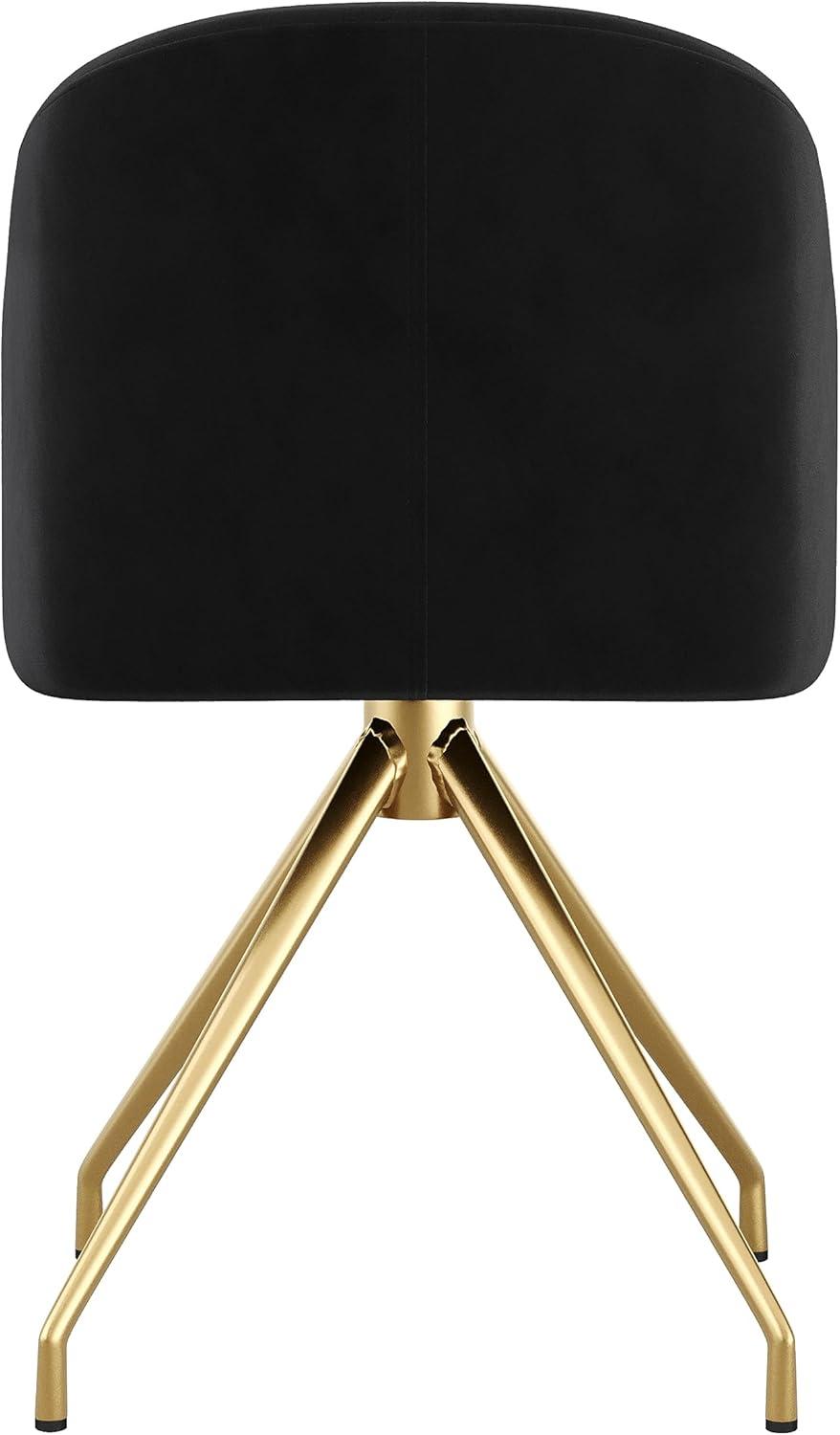imageMartha Stewart Sora Stationary Swivel Task Chair with Sloped Arms for Home Office in Sage Faux Leather with Polished Brass FrameBlack VelvetPolished Nickel